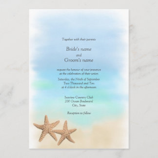 Starfish Beach Theme Wedding Invitations