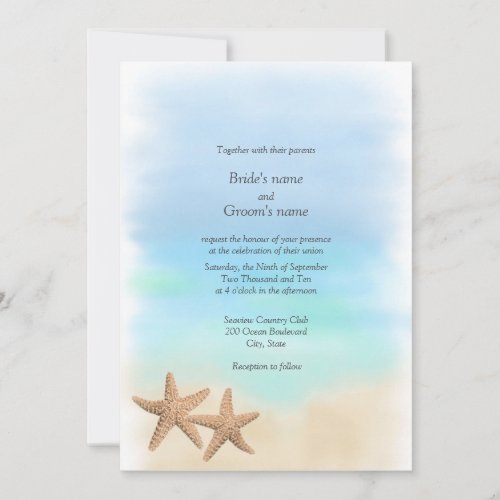 Starfish Beach Theme Wedding Invitations