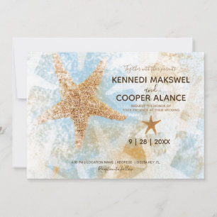 Starfish Beach Themed Coastal Wedding Invitation