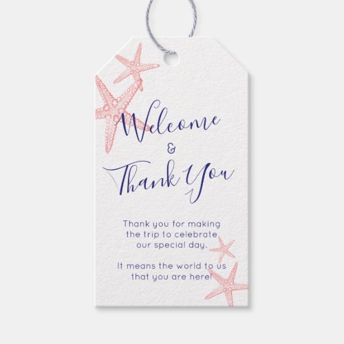 Starfish Beach Themed Welcome Favor Gift Tags