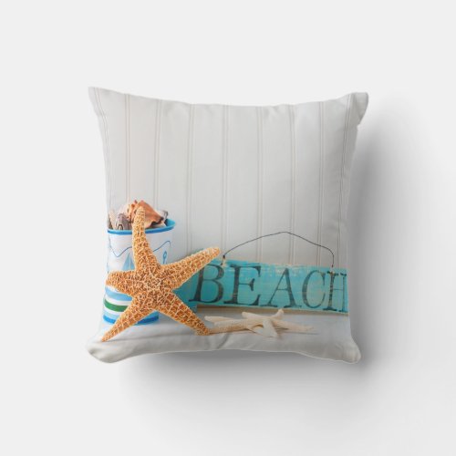 Starfish Beach Tropical Summer Throw Pillow