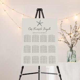 Starfish Beach Wedding 12 Table Seating Charts Foam Board