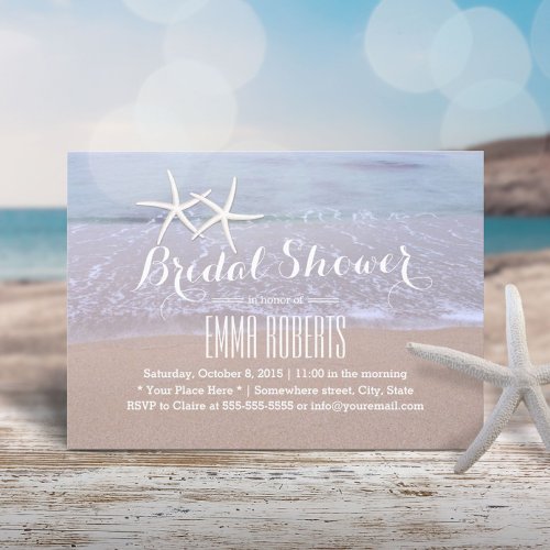 Starfish Beach Theme Bridal Shower Invitations 5" X 7" Invitation Card
