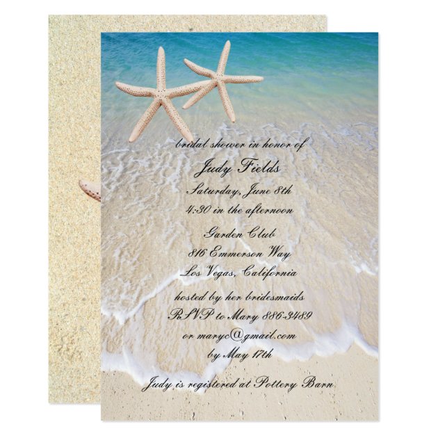 Starfish Beach Wedding Bridal Shower Invitation