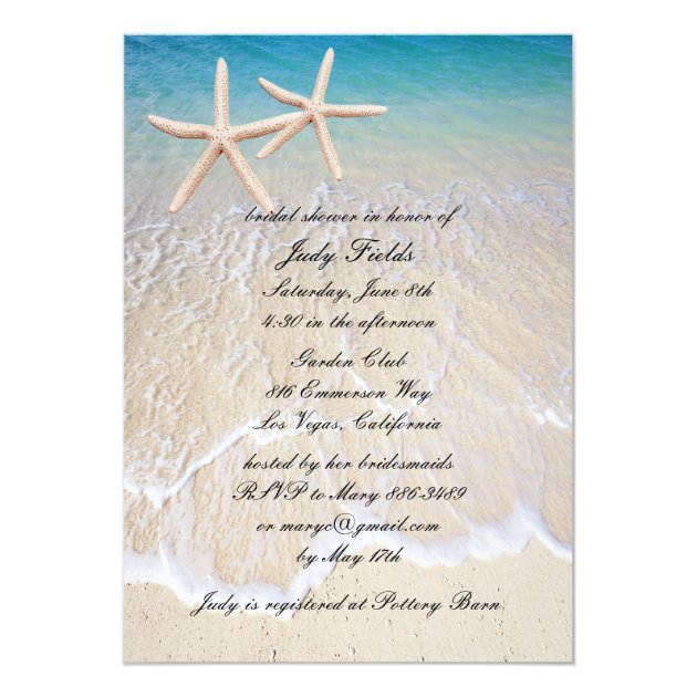 Starfish Beach Wedding Bridal Shower Invitation