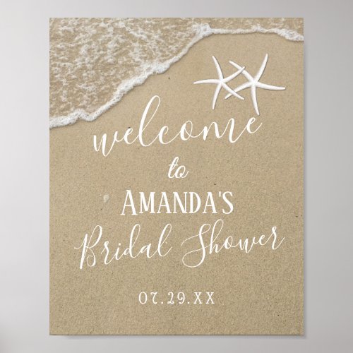 Starfish Beach Wedding Bridal Shower Welcome Poster