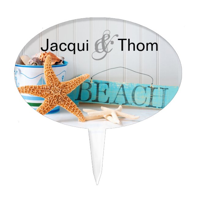 Starfish Beach Wedding Cake Topper (Front)
