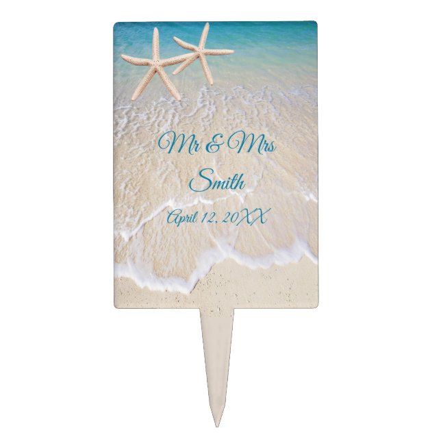Starfish Beach Wedding Cake Topper (Front)