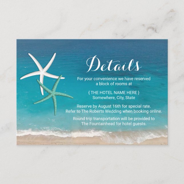 Starfish Beach Wedding Details Enclosure Card (Front)