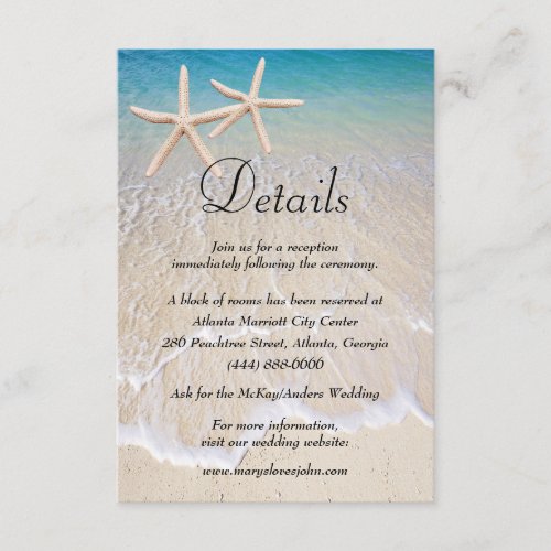 Starfish Beach Wedding Details Enclosure Card