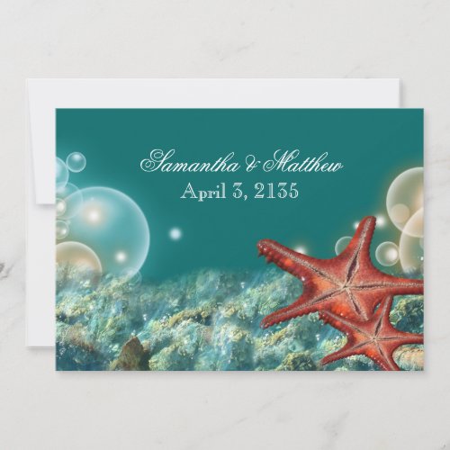 Starfish beach wedding engagement anniversary personalized invitation