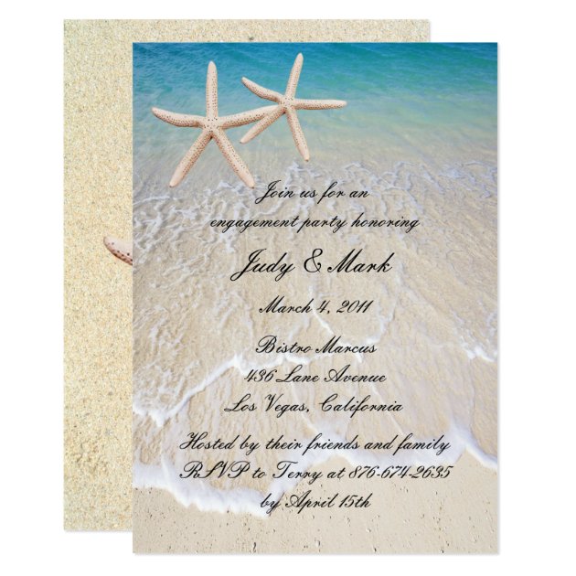 Starfish Beach Wedding Engagement Party Invitation