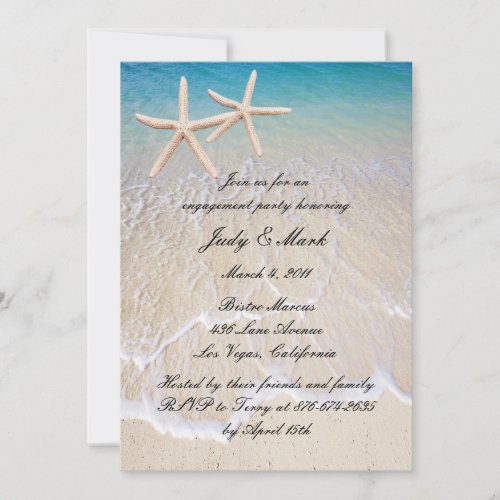 Starfish Beach Wedding Engagement Party Invitation