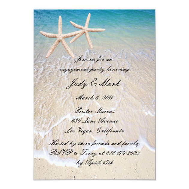 Starfish Beach Wedding Engagement Party Invitation