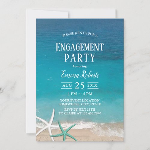 Starfish Beach Wedding Engagement Party Invitation