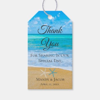 Starfish Beach Wedding Favor Thank You Gift Tags by DesignsActual at Zazzle
