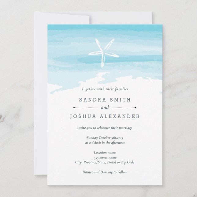 Starfish Beach Wedding Invitation (Front)