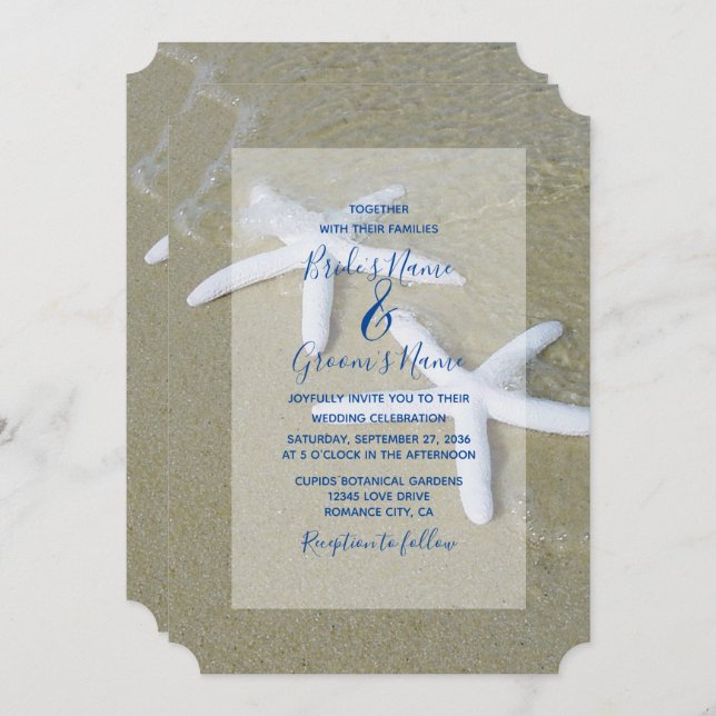 Starfish Beach Wedding Invitations (Front/Back)