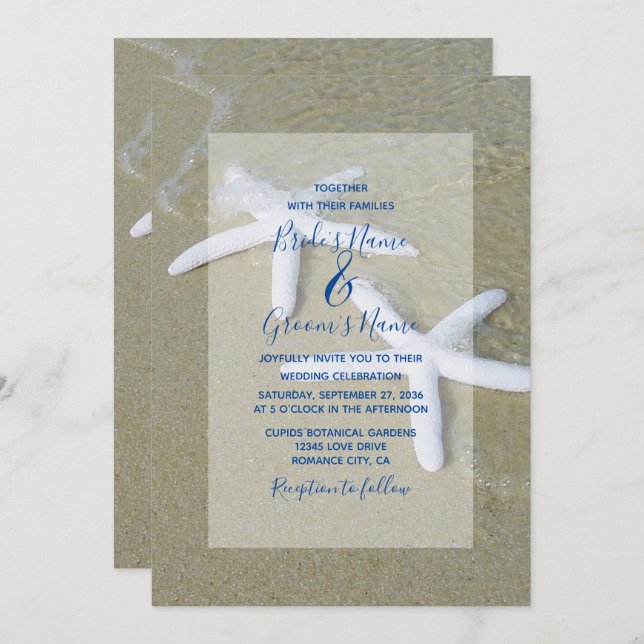 Starfish Beach Wedding Invitations (Front/Back)
