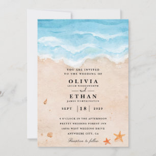 Starfish beach wedding invitations