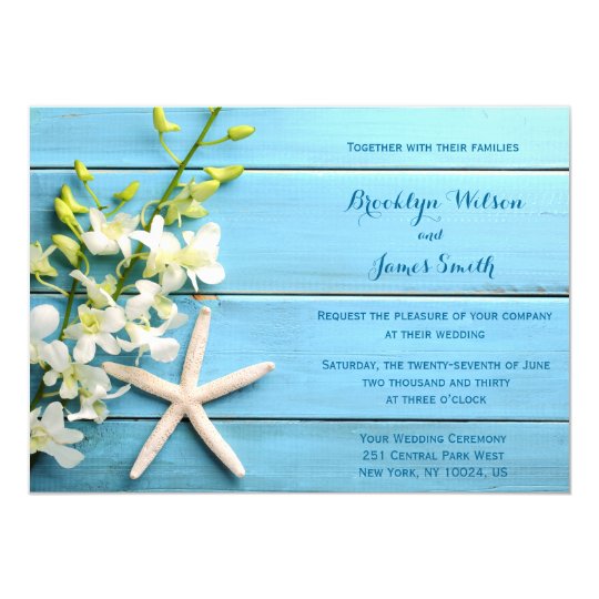 Starfish Beach Wedding Invitations With Orchid