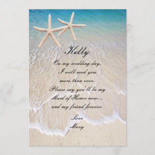 Starfish Beach Wedding Maid Of Honor Card