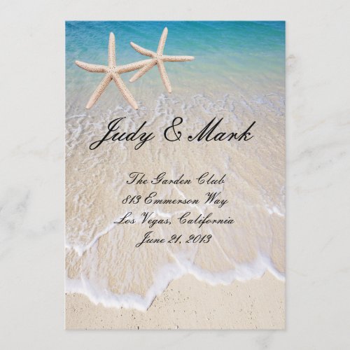 Starfish Beach Wedding Menu Card