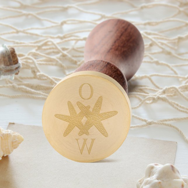 Starfish Beach Wedding Monogram Elegant Wax Seal Stamp (Creator Uploaded)