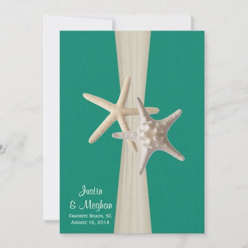 Starfish Beach Wedding Ocean Green Custom Invitations