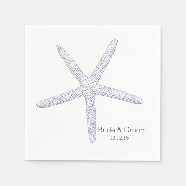 Starfish Beach Wedding Paper Napkins (Front)