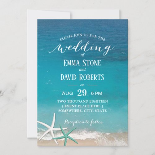 Starfish Beach Wedding Party Invitation