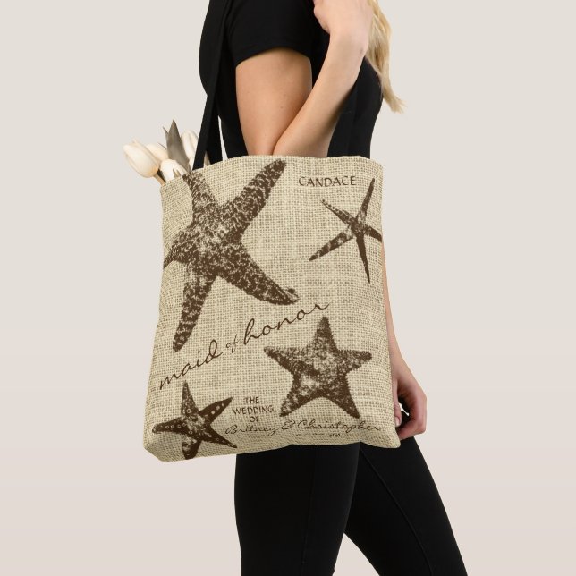 Starfish Beach Wedding Party (Maid of Honor) Tote Bag (Close Up)