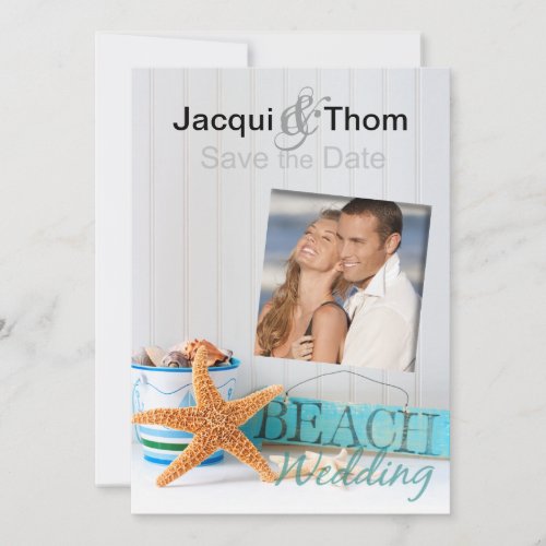 Starfish Beach Wedding Photo Save the Date