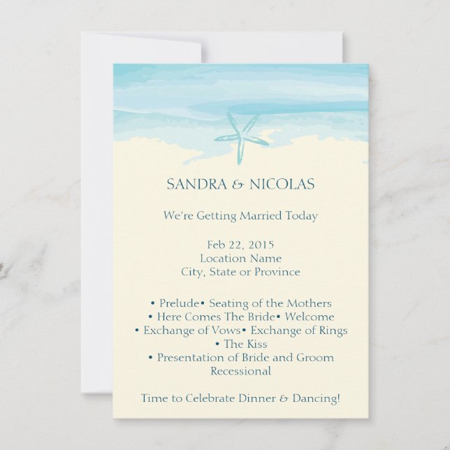 Starfish Beach Wedding Program II (Front)
