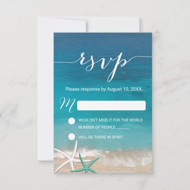 Starfish Beach Wedding RSVP Response (Front)