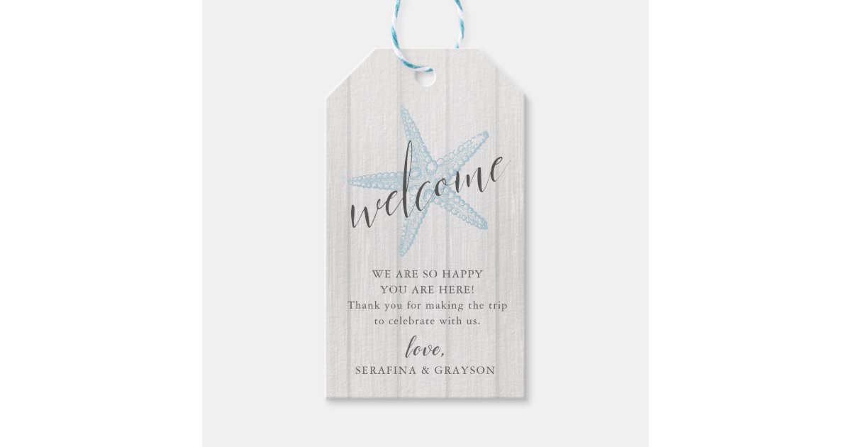 Starfish Beach Wedding Welcome Bag Gift Tags