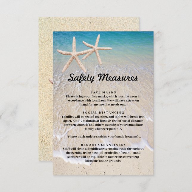 Starfish Beach Wedding Safety Measures Enclosure Card (Front/Back)