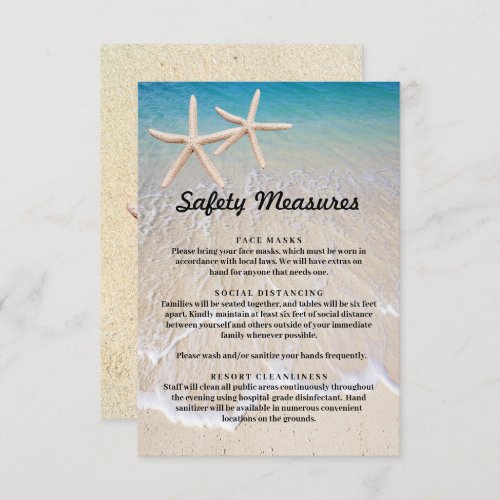 Starfish Beach Wedding Safety Measures Enclosure Card