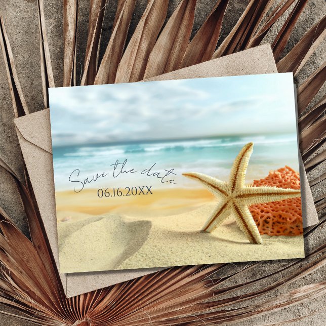 Starfish Beach Wedding Save the Date Announcement Postcard (Creator Uploaded)