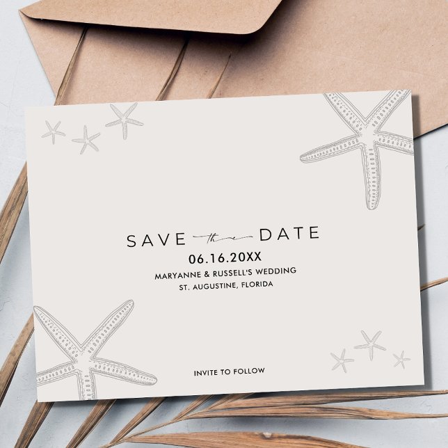 Starfish Beach Wedding Save the Date Postcard (Starfish Beach Wedding Save the Date Postcard)