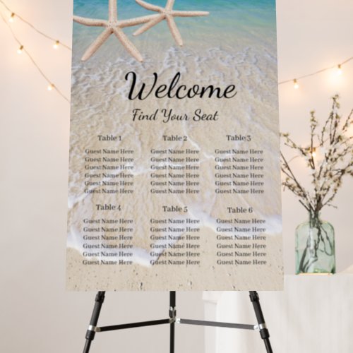 Starfish Beach Wedding Seating Chart Foam Board