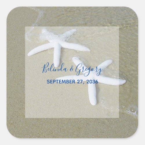 Starfish Beach Wedding Square Sticker