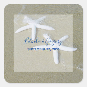 Starfish Beach Wedding Square Sticker