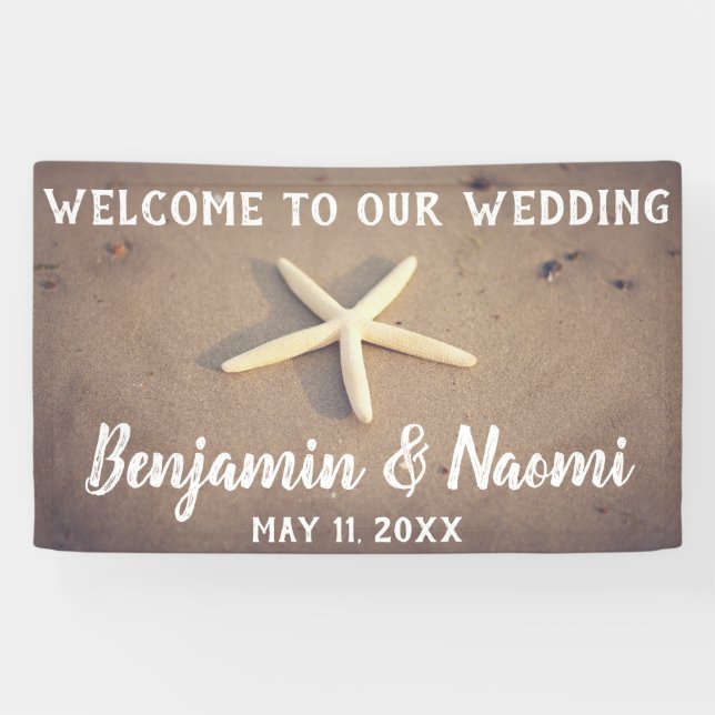 Starfish Beach Wedding Welcome Banner (Horizontal)