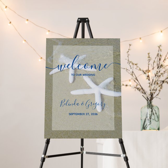Starfish Beach Wedding Welcome Sign (In Situ (Stand))