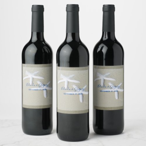 Starfish Beach Wedding  Wine Label