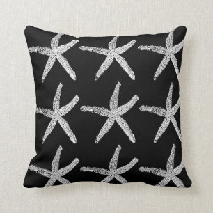 Starfish Black Blue Double Custom Color Cute Beach Throw Pillow