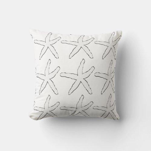 Starfish Black White Patterns Elegant Beach Cute Outdoor Pillow