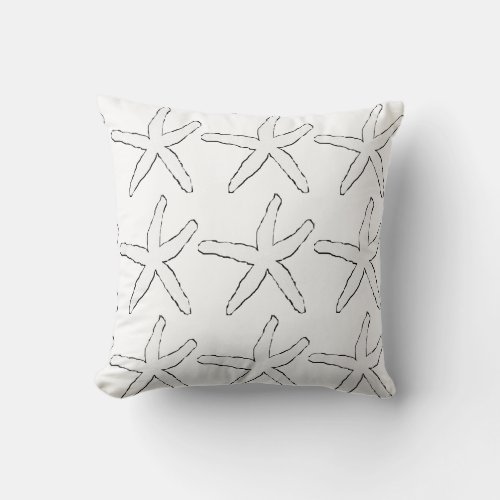 Starfish Black White Patterns Elegant Classy Beach Throw Pillow