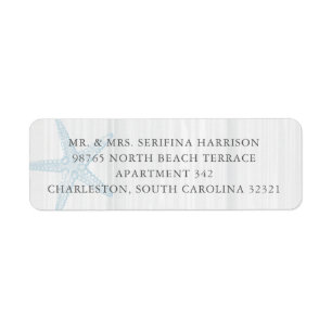 Starfish Blue Rustic Vintage Return Address Label
